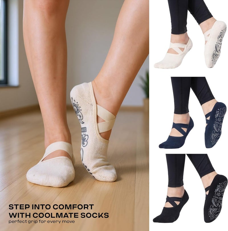 CoolMate Store Pilates Socks with Grips for Women, Yoga Socks, Crew Non Slip Women for Barre, Pilates Gifts - Image 5